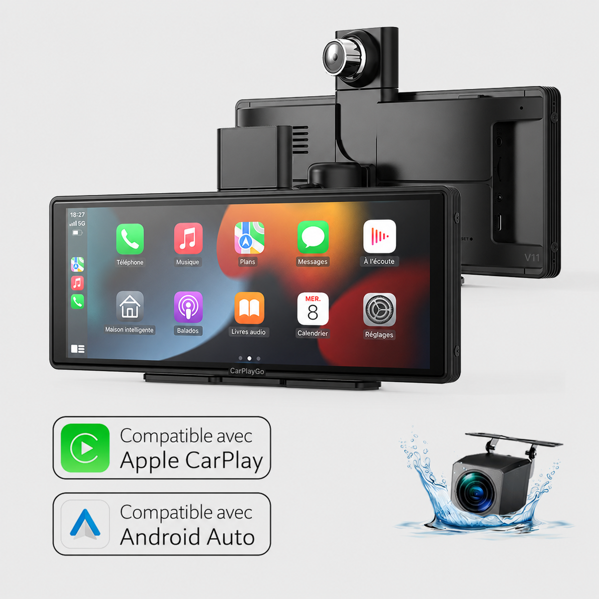 Écran CarPlay V11 10,26” – Sans fil avec caméra 4K & caméra arrière