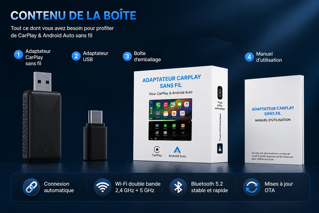 Adaptateur CarPlay & Android Auto Sans Fil – CP02
