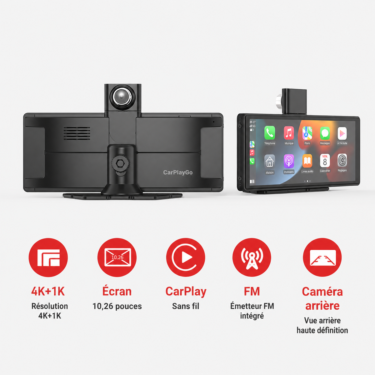 Écran CarPlay V11 10,26” – Sans fil avec caméra 4K & caméra arrière