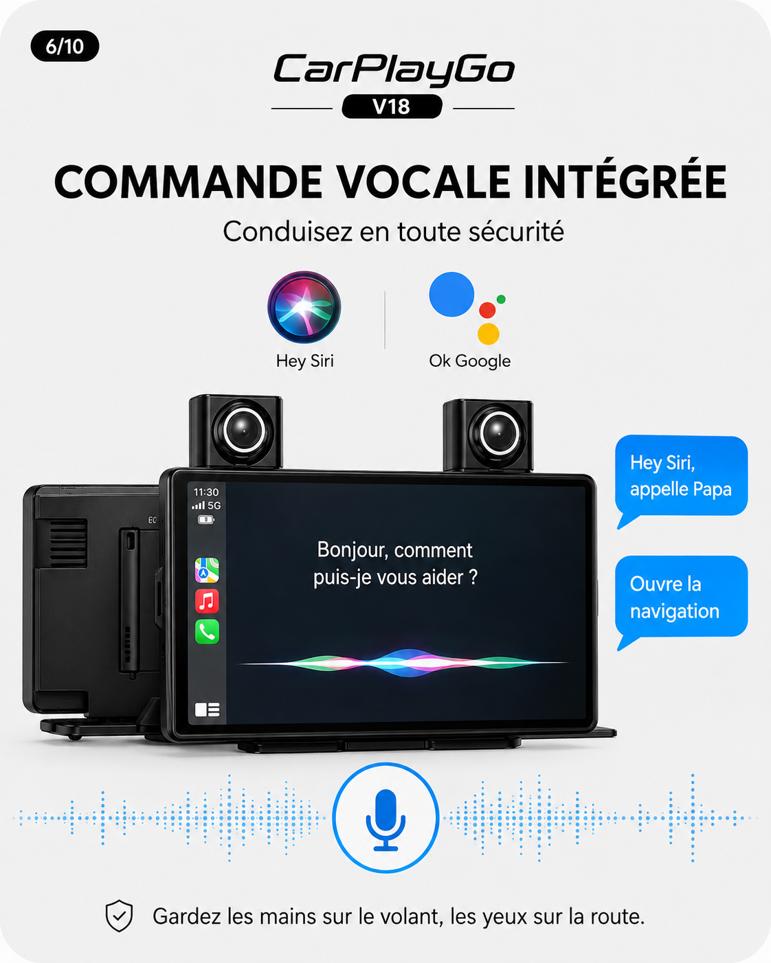 Écran CarPlayGo V18 – CarPlay & Android Auto sans fil | 12 HD + Caméra de recul